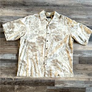 Cotton Traders Hawaiian Button Down 100% Silk Mens Size L